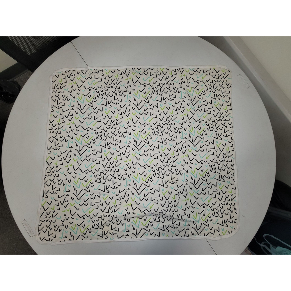 June & January Baby Blanket Ballot Print Black Teal Green White Cotton 36x36